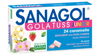 SANAGOL GOLA TUSS JUNIOR FRAGOLA 24 CARAMELLE - farmacia015