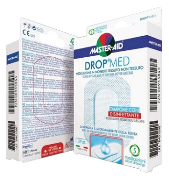 MEDICAZIONE COMPRESSA AUTOADESIVA DERMOATTIVA IPOALLERGENICA AERATA MASTER-AID DROP MED 10X12 5 PEZZI - farmacia015