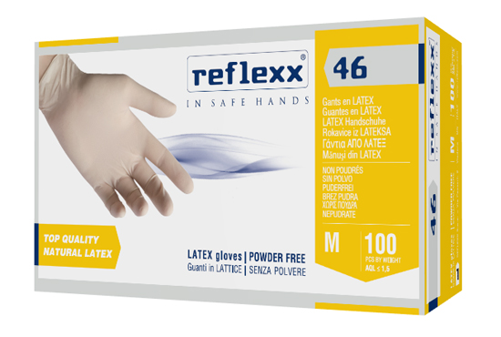 REFLEXX 46 GUANTO IN LATTICE SENZA POLVERE MONOUSO NON STERILE M 100 PEZZI - farmacia015