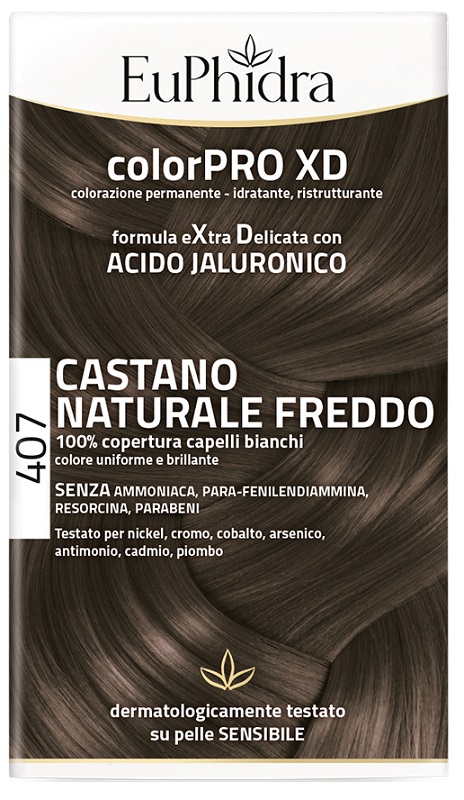 EUPHIDRA COLORPRO XD 407 CASTANO NATURALE F COLORE + ATTIVANTE + BALSAMO + CUFFIA + GUANTI - farmacia015