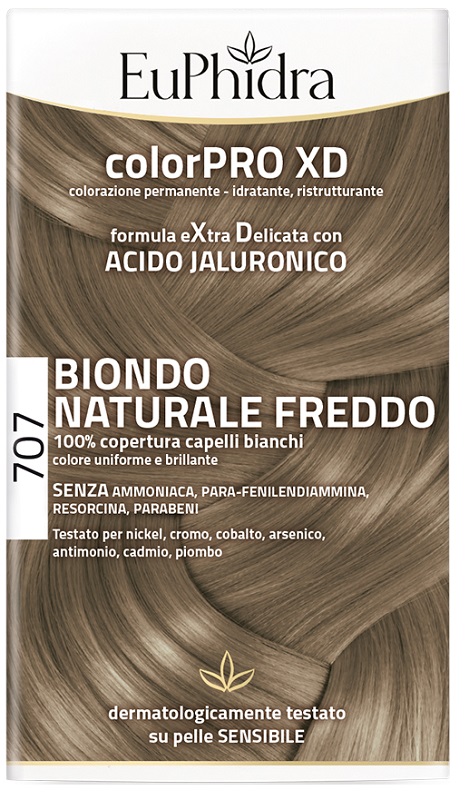 EUPHIDRA COLORPRO XD 707 BIONDO NATURALE F COLORE + ATTIVANTE + BALSAMO + CUFFIA + GUANTI - farmacia015