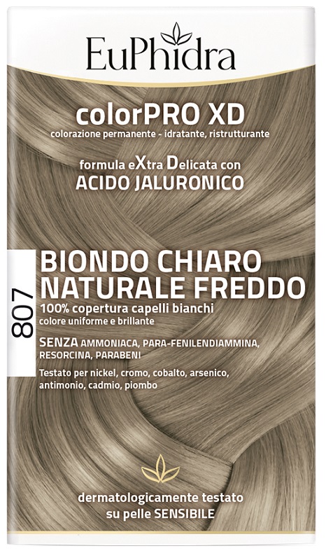 EUPHIDRA COLORPRO XD 807 BIONDO CHIARO NATURALE F COLORE + ATTIVANTE + BALSAMO + CUFFIA + GUANTI - farmacia015
