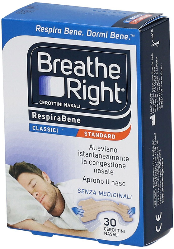 CEROTTI NASALI BREATHE RIGHT CLASSICI 30 PEZZI - farmacia015