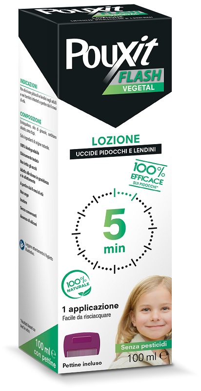 POUXIT FLASH VEGETAL LOZIONE PIDOCCHI E LENDINI 100 ML CON PETTINE - farmacia015